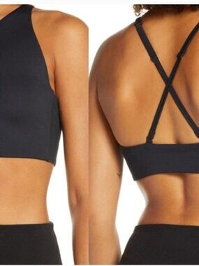 Girlfriend Collective Black High Neck Sports Bra Size Small